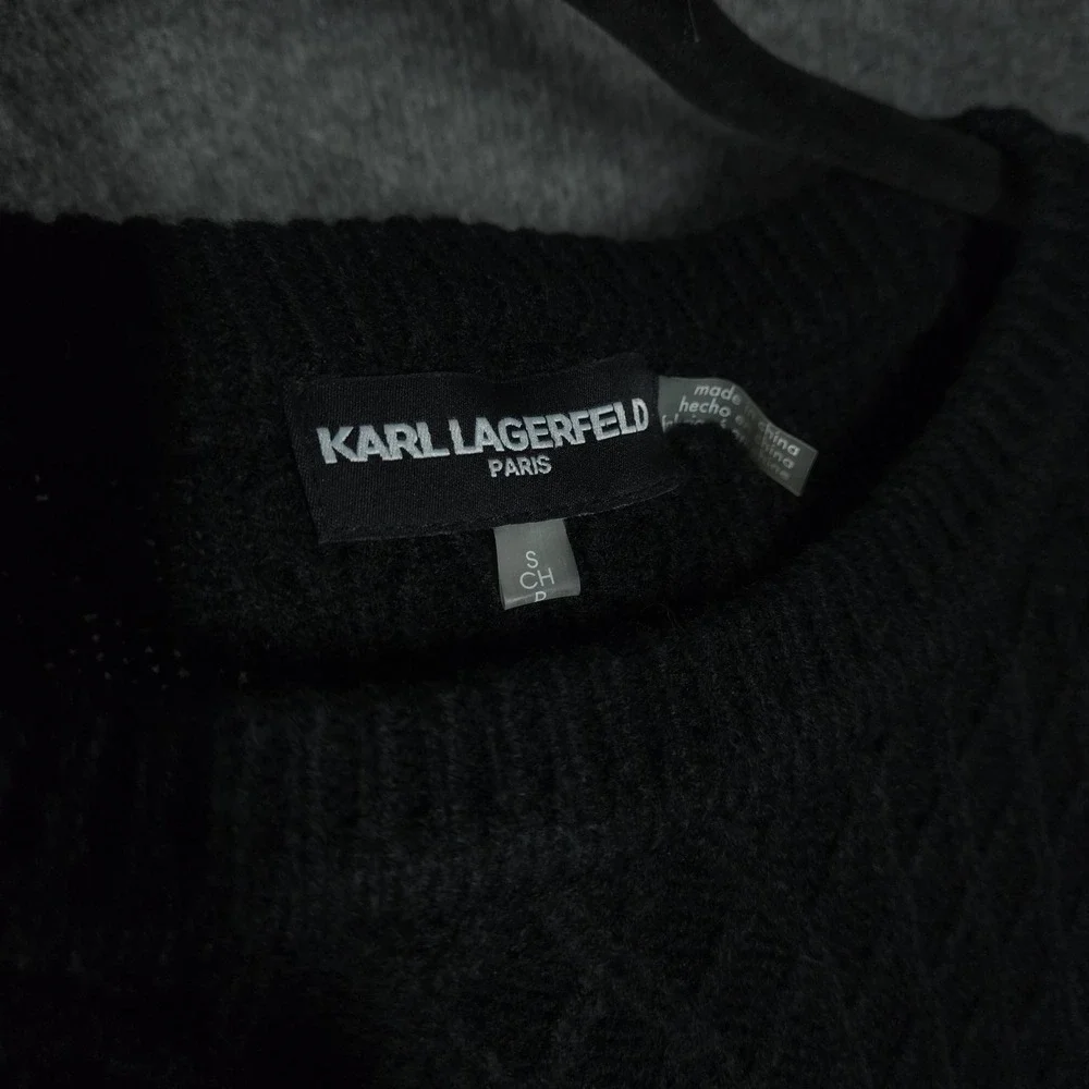 Karl Lagerfeld Paris Black Diamond Knit Pearl Embellished‎ Sweater Womens Size S